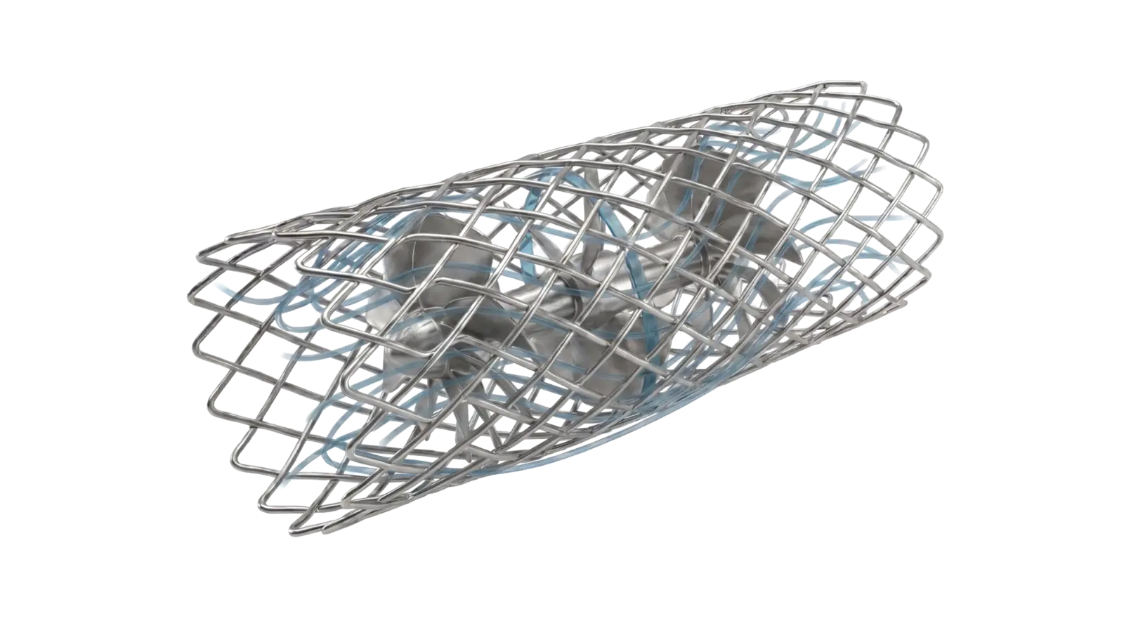 Illustrative example of a catheter-deliverable circulatory support pump within a stent cage. This is a generic example, not the actual UniFlow device.